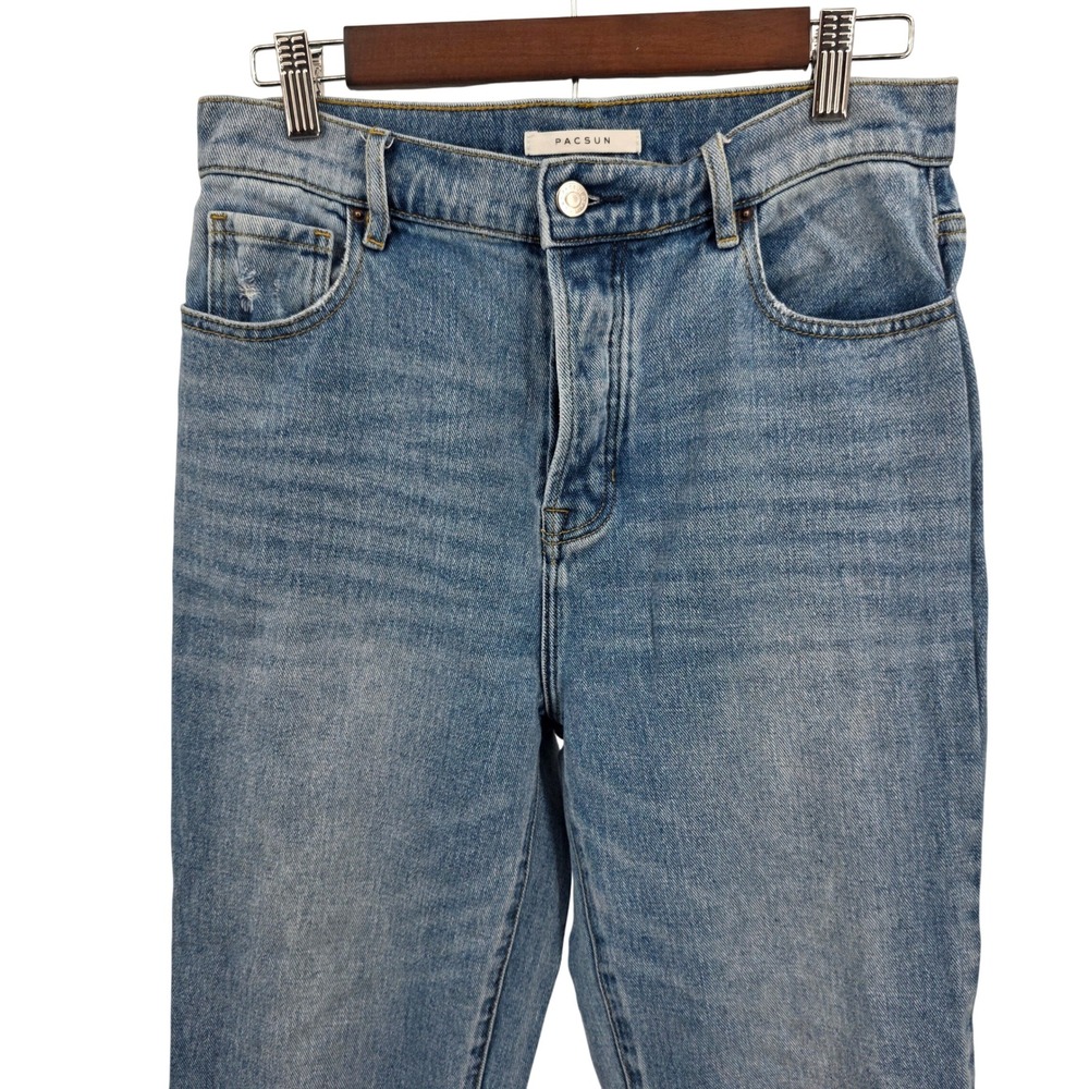 Pacsun Denim Jeans Womens‎ Distressed Light Wash High Waisted Altered at Hips